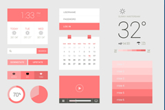 粉红界面天气应用元素PSD素材